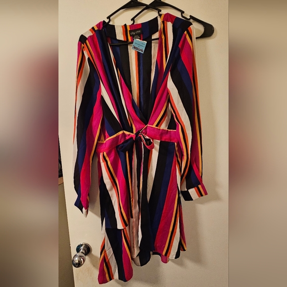 City Chic Tops - NWT! City Chic Eliana Colorful Striped Wrap Tunic - Size 12